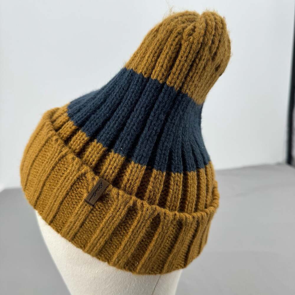 Eddie Bauer Two-Tone Knit Beanie - Mustard/Blue - Picture 2 of 6
